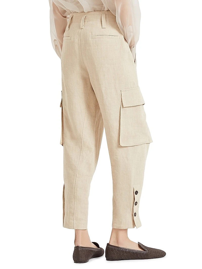 Linen Panama Explorer Cargo Trousers