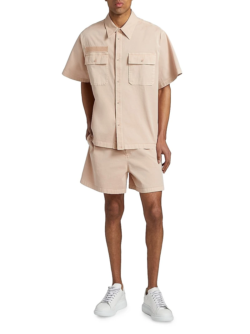 Cotton-Twill Elasticized Shorts