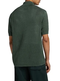 Nino Linen Rib-Knit Half-Zip Polo Sweater