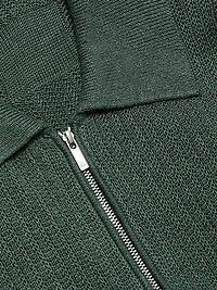 Nino Linen Rib-Knit Half-Zip Polo Sweater