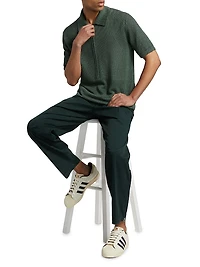 Nino Linen Rib-Knit Half-Zip Polo Sweater