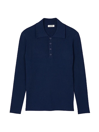 Rib Knit Polo Shirt