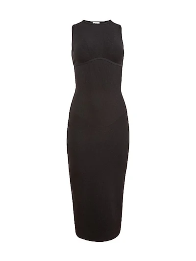 Hourglass Rib-Knit Midi-Dress