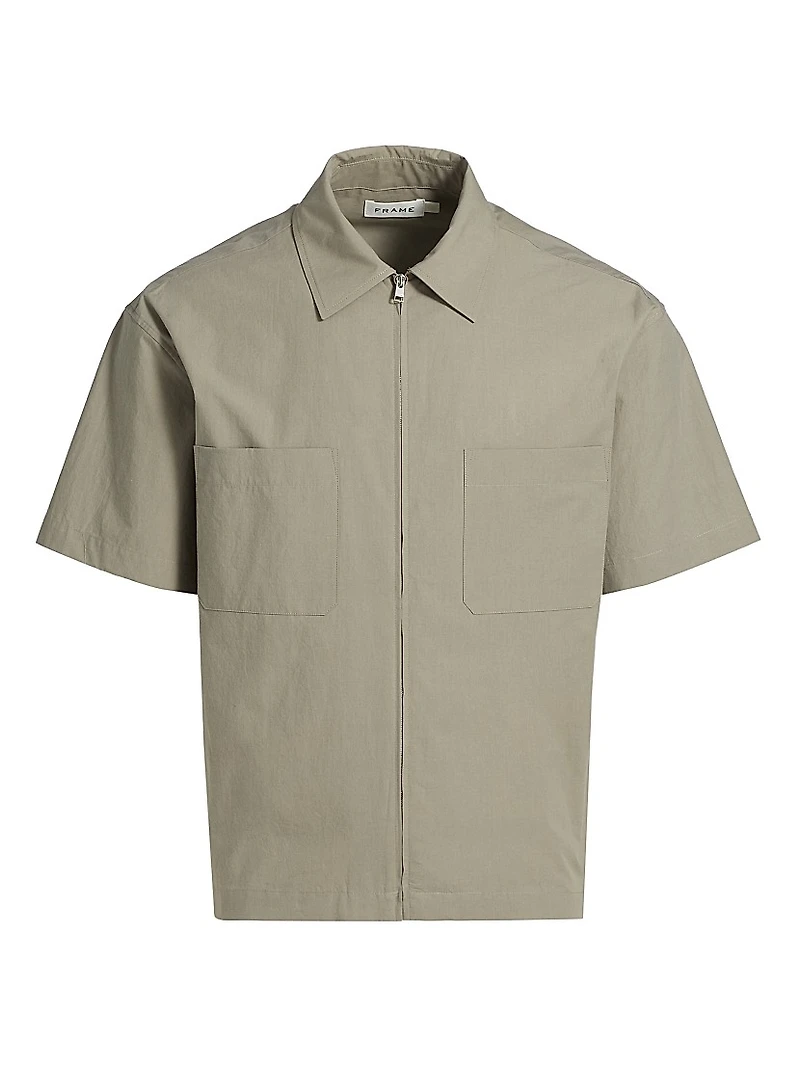 Light Poplin Zip-Front Shirt