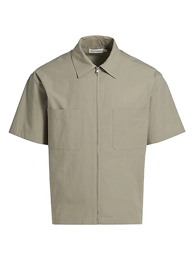 Light Poplin Zip-Front Shirt