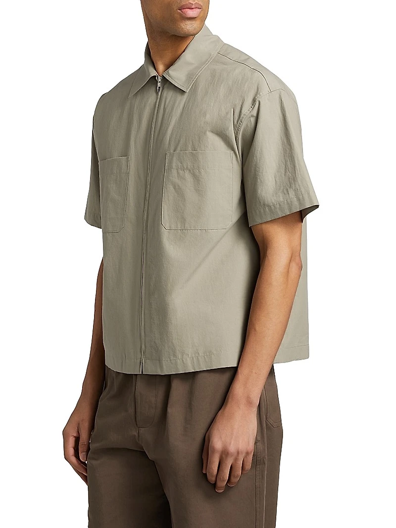 Light Poplin Zip-Front Shirt