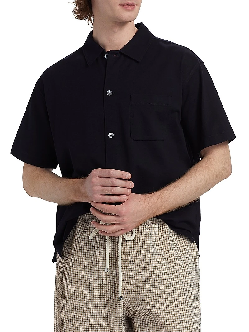 Cotton Piqué Button-Front Shirt