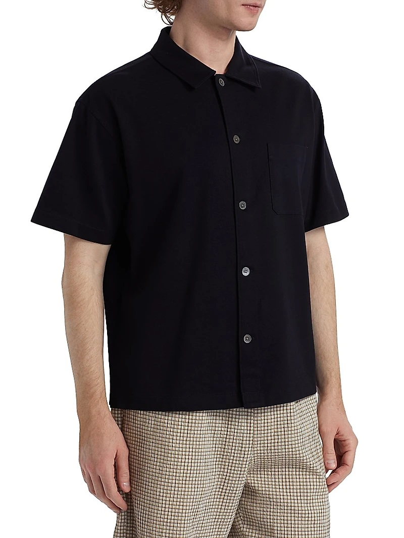 Cotton Piqué Button-Front Shirt