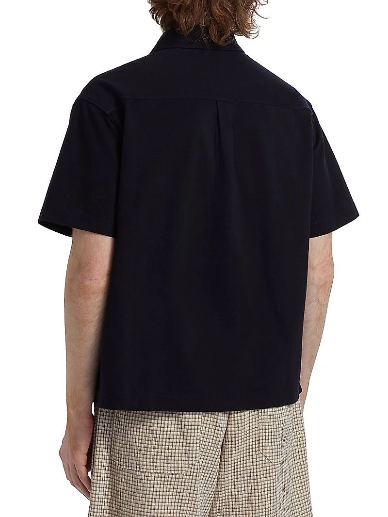 Cotton Piqué Button-Front Shirt