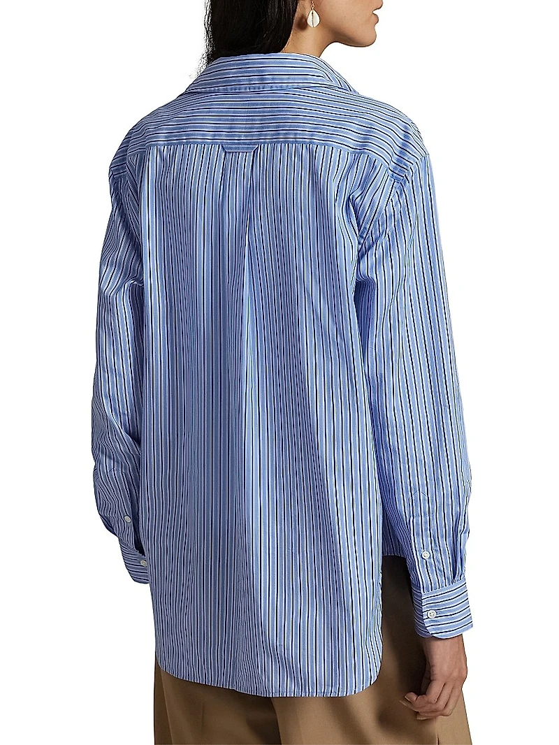 Oversized Striped Cotton Button-Front Shirt