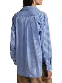 Oversized Striped Cotton Button-Front Shirt