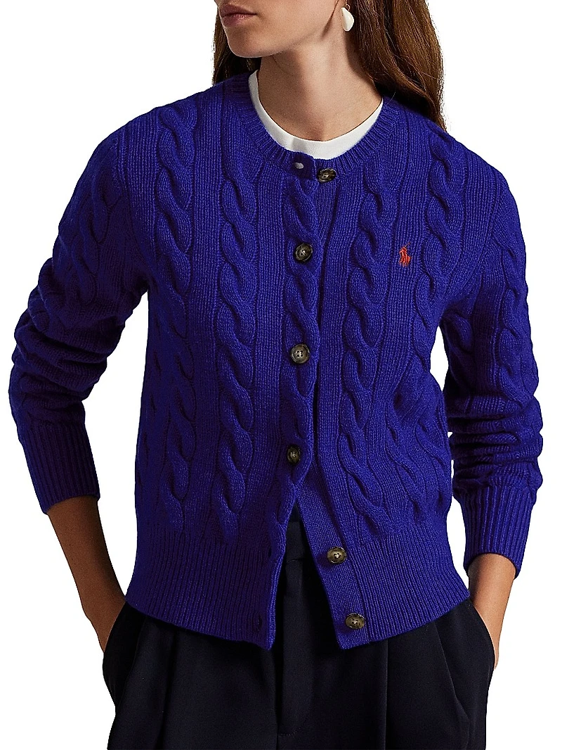Cable-Knit Wool-Cashmere Cardigan