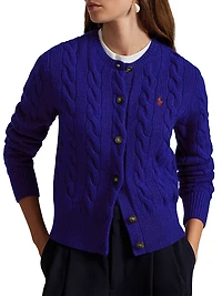 Cable-Knit Wool-Cashmere Cardigan