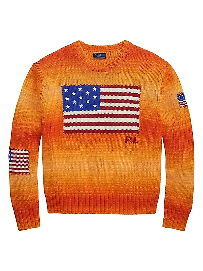 American Flag Dip-Dye Cotton Sweater