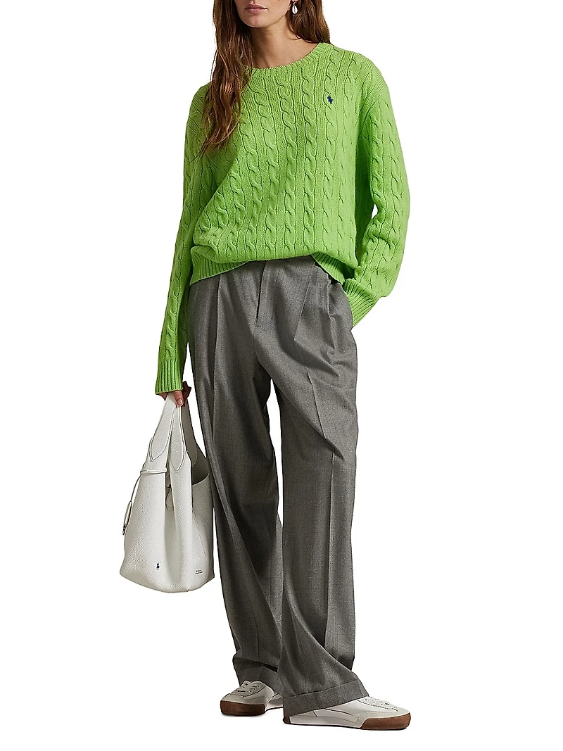 Cable-Knit Wool-Cashmere Crewneck Sweater