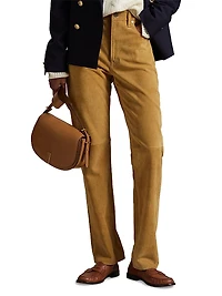 Leather Straight-Leg Pants