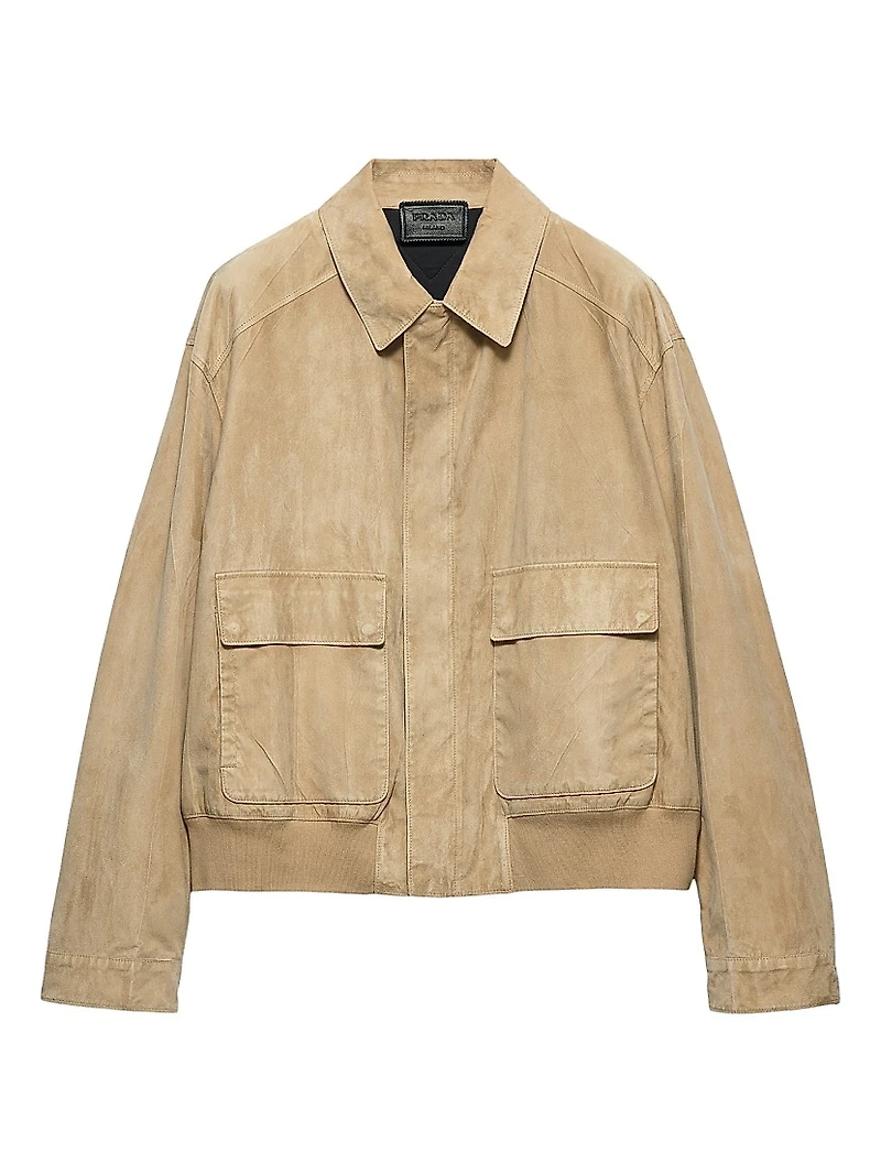 Suede and Cotton Bomber Jacket