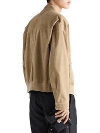Suede and Cotton Bomber Jacket