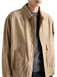 Suede and Cotton Bomber Jacket