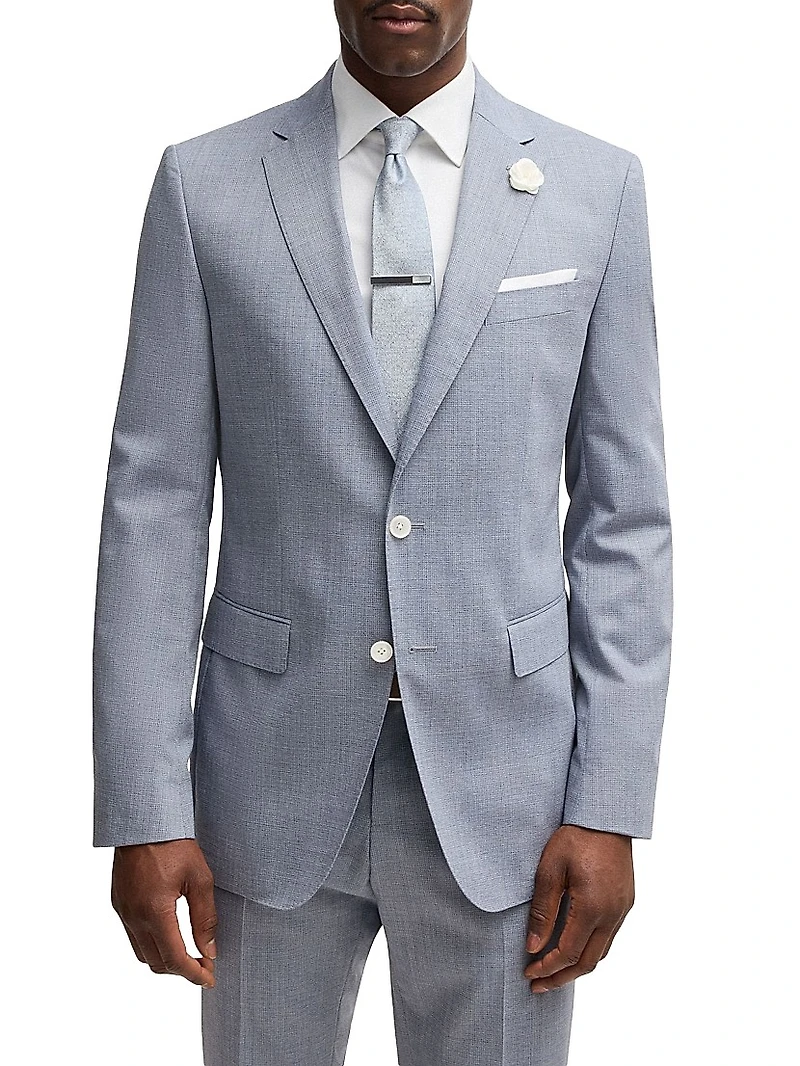 Slim-Fit Suit Jacket a Patterned Wool Blend