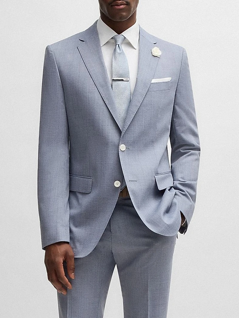 Slim-Fit Suit Jacket a Patterned Wool Blend