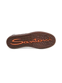 Double-Buckle Leather & Suede Low-Top Sneakers