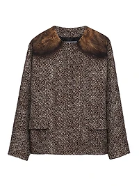 Single-Breasted Printed Drill Caban Jacket