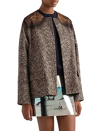 Single-Breasted Printed Drill Caban Jacket
