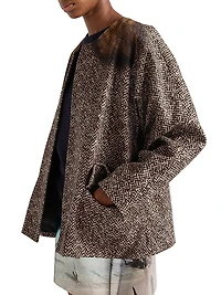 Single-Breasted Printed Drill Caban Jacket