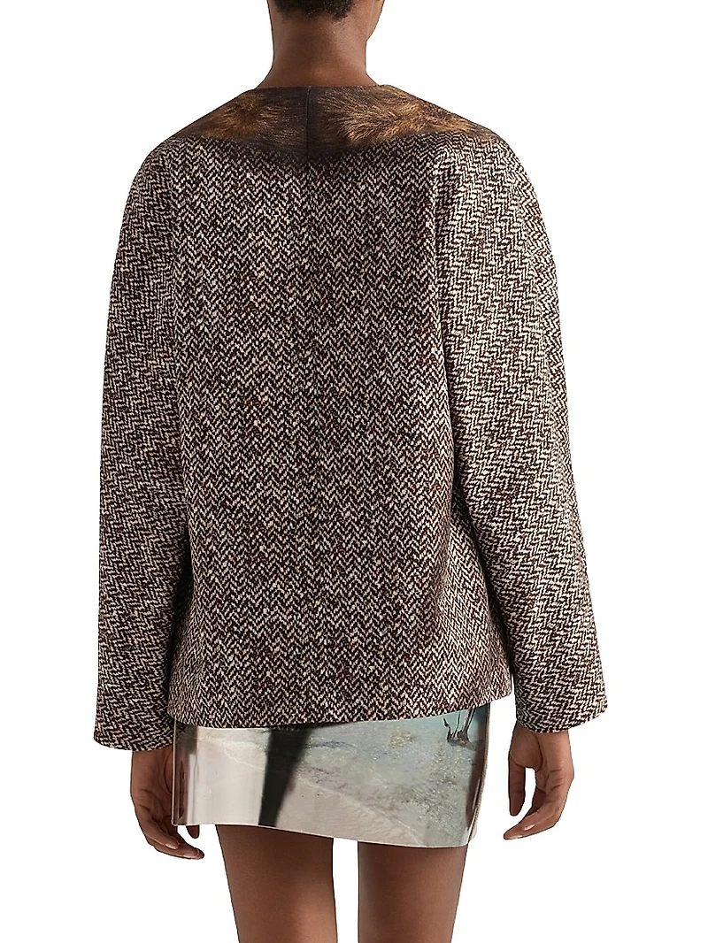 Single-Breasted Printed Drill Caban Jacket