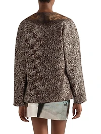 Single-Breasted Printed Drill Caban Jacket