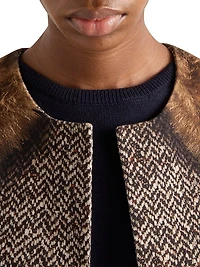 Single-Breasted Printed Drill Caban Jacket