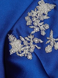 Satin Embroidered-Shoulder A-Line Gown