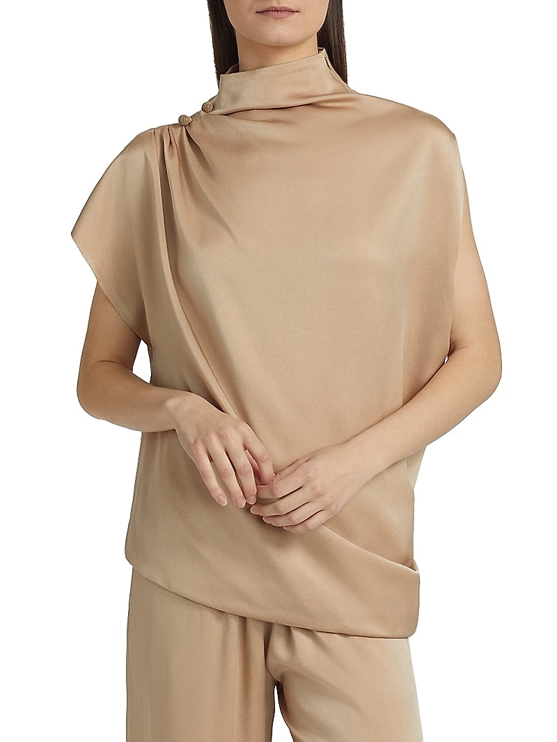 Enver Satin Draped Top