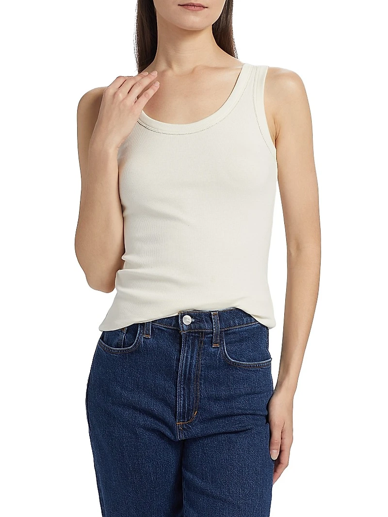 Diamante Trim Rib-Knit Tank