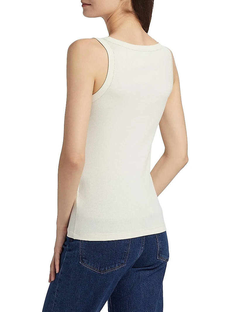 Diamante Trim Rib-Knit Tank