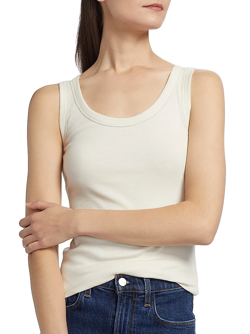 Diamante Trim Rib-Knit Tank