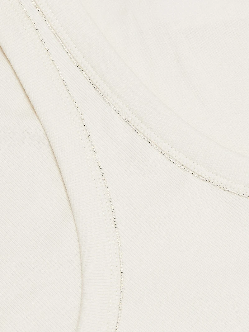 Diamante Trim Rib-Knit Tank