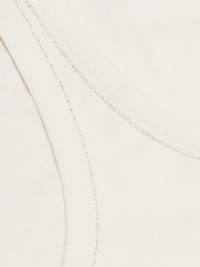 Diamante Trim Rib-Knit Tank