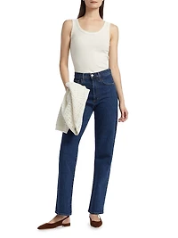 Diamante Trim Rib-Knit Tank