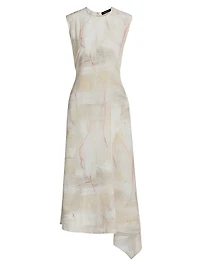 Crepe De Chine Draped Midi-Dress