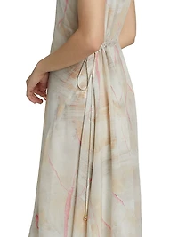 Crepe De Chine Draped Midi-Dress