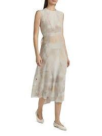 Crepe De Chine Draped Midi-Dress