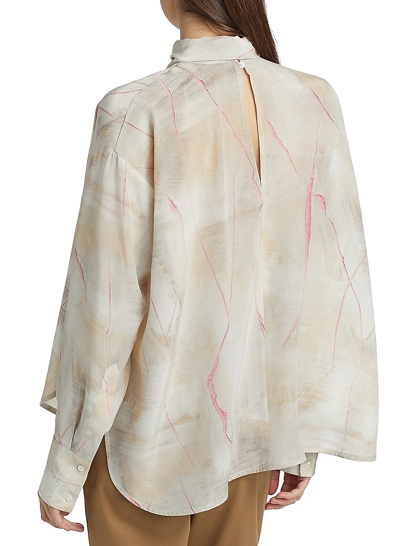 Silk Printed Crepe De Chine Blouse
