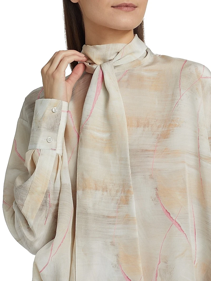 Silk Printed Crepe De Chine Blouse