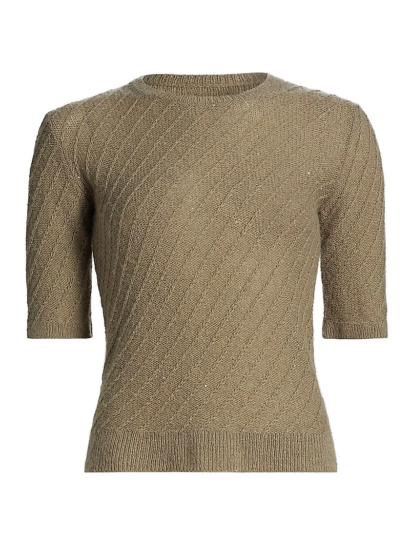 Wool-Silk Short-Sleeve Sweater