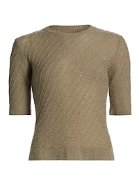 Wool-Silk Short-Sleeve Sweater