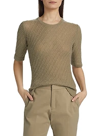 Wool-Silk Short-Sleeve Sweater