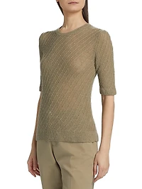 Wool-Silk Short-Sleeve Sweater