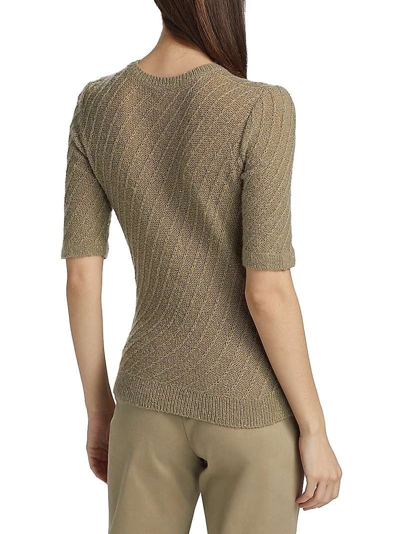 Wool-Silk Short-Sleeve Sweater